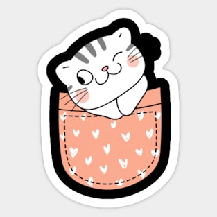 funny cat cute cartoon pocket designs Sticker